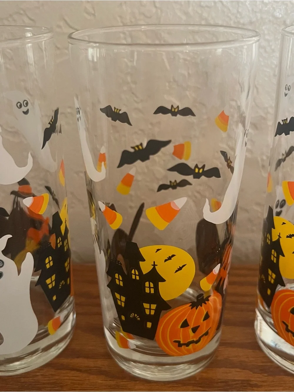 Set of 4 Rare Vintage Culver SpookyTown Halloween Glasses